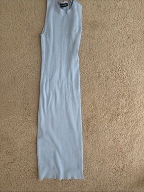 Ribbed High-Low Maxi Dress in Light Blue by Vanity